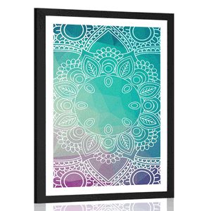 POSTER MIT PASSEPARTOUT MANDALA IN PASTELLFARBEN - FENG SHUI - POSTER