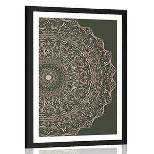 POSTER MIT PASSEPARTOUT MANDALA IM VINTAGE-STIL - FENG SHUI - POSTER