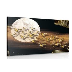 CANVAS PRINT BIRD FLIGHT ON A FULL MOON - ABSTRACT PICTURES - PICTURES