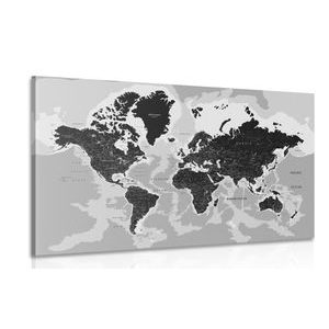 STAMPA SU TELA – MAPPA MODERNA IN BIANCO E NERO - QUADRI MAPPE - STAMPE E QUADRI