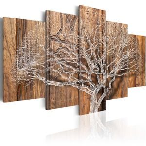Obraz strom s imitáciou dreveného podkladu - Tree Chronicle