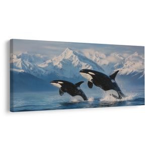 QUADRO SU TELA – ORCHE IN PAESAGGIO GLACIALE - QADRI DI ANIMALI MARINI - STAMPE E QUADRI