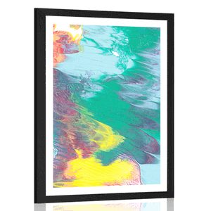 AFFICHE AVEC MONTURE ABSTRACTION AUX COULEURS PASTEL - ABSTRAIT ET À MOTIFS - AFFICHES