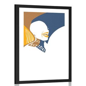 POSTER CON PASSEPARTOUT SILHOUETTE DI DONNA CON SCRITTE - MOTIVI DALLA NOSTRA OFFICINA - POSTER