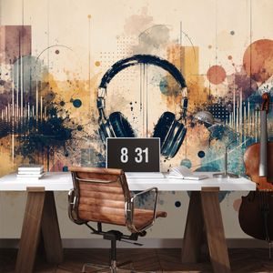 SAMOLEPÍCÍ TAPETA HUDEBNÍ SLUCHÁTKA V ABSTRAKCI - HUDEBNÍ TAPETY - WALLPAPERS