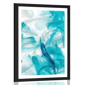 POSTER WITH MOUNT GREEN FEATHERS - STILL LIFE - POSTERS