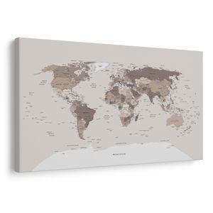 OBRAZ MAPA SVĚTA V BÉŽOVÉM PROVEDENÍ - OBRAZY MAPY - OBRAZY