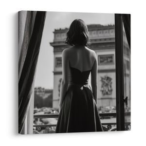 WANDBILD BLICK AUF DIE STADT AUS DEM FENSTER - WANDBILDER FRAUEN - BILDER