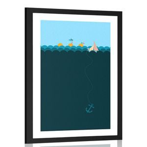 AFFICHE AVEC MONTURE MER MAGIQUE AVEC UN BATEAU - DE NOTRE ATELIER - AFFICHES