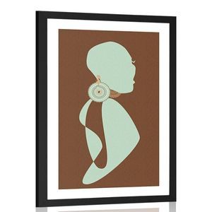 POSTER MIT PASSEPARTOUT SILHOUETTE DER FRAU AUF DUNKLEM HINTERGRUND - FRAUEN - POSTER