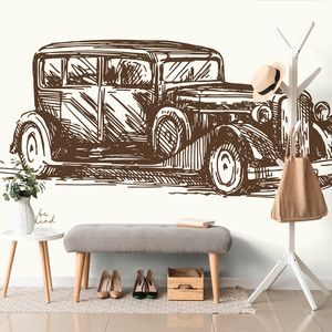 TAPETA RETRO SAMOCHÓD WYŚCIGOWY - TAPETA W STYLU VINTAGE I RETRO - TAPETY