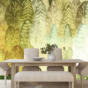 ÖNTAPADÓ TAPÉTA ZÖLD ASSZIMMETRIKUS FÁK - ÖNTAPADÓ TAPÉTÁK - TAPÉTÁK