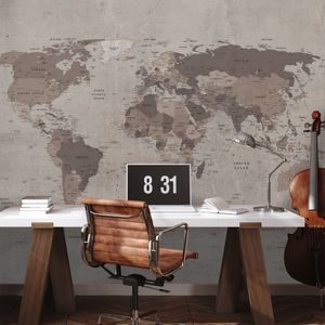 SAMOLEPILNA FOTOTAPETA VINTAGE ZEMLJEVID SVETA V BEŽ IN RJAVIH TONIH - TAPETE ZEMLJEVIDI - TAPETE