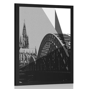 Plakat ilustracija mesta Kolín v črnobeli varianti