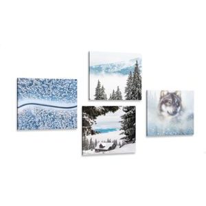 CANVAS PRINT SET WOLF IN A MYSTERIOUS FOREST - SET OF PICTURES - PICTURES