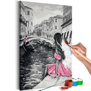 Platno za samostojno slikanje - Venice (A Girl In A Pink Dress)