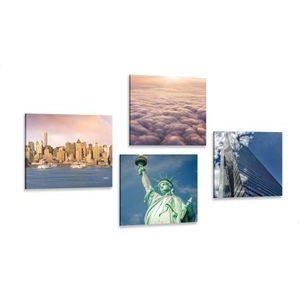 CANVAS PRINT SET NEW YORK IN UNIQUE COLORS - SET OF PICTURES - PICTURES