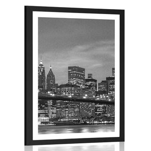 Plakat s paspartuom crno-bijeli most u Brooklynu