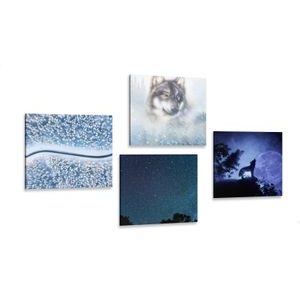 CANVAS PRINT SET LONE WOLF - SET OF PICTURES - PICTURES
