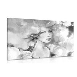 CANVAS PRINT WOMAN'S CHARM IN BLACK AND WHITE - BLACK AND WHITE PICTURES - PICTURES