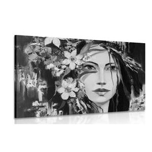 CANVAS PRINT ORIGINAL PAINTING OF A WOMAN IN BLACK AND WHITE - BLACK AND WHITE PICTURES - PICTURES