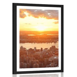 POSTER MIT PASSEPARTOUT SONNENUNTERGANG ÜBER NEW YORK - STÄDTE - POSTER