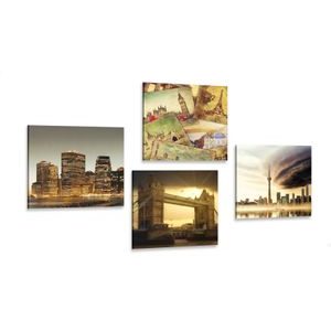 CANVAS PRINT SET MYSTERIOUS CITIES - SET OF PICTURES - PICTURES