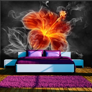 FOTOTAPET - FIERY FLOWER INSIDE THE SMOKE - TAPETURI - 🔥 REDUCERE TOTALÃ 🔥