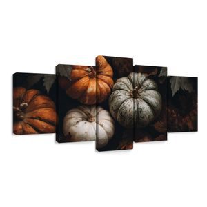 5-TEILIGES WANDBILD HERBSTLICHE KÜRBISERNTE - STILLLEBEN-BILDER - BILDER