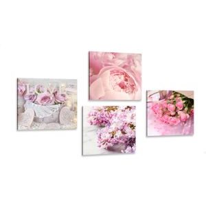 CANVAS PRINT SET DELICATE STILL LIFE OF FLOWERS - SET OF PICTURES - PICTURES