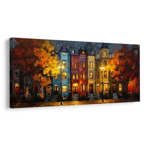 FOTO OP CANVAS AVOND STADSGEZICHT - SCHILDERIJEN - MEGA UITVERKOOP TOT 70% 🔥
