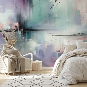 SAMOLEPÍCÍ TAPETA PASTELOVÉ ABSTRAKTNÍ TAHY ŠTĚTCEM - ABSTRACT WALLPAPERS - WALLPAPERS