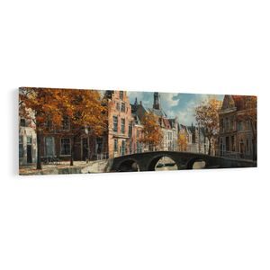 WANDBILD ARCHITEKTUR ÜBER DEM WASSERKANAL - BUNTE HÄUSER - BILDER