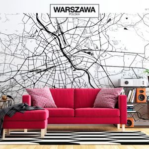 Samolepící tapeta mapa Varšavy - Warsaw Map