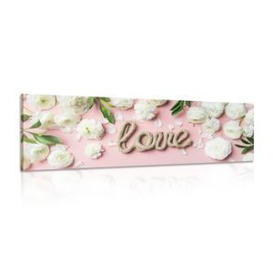 WANDBILD MIT DER AUFSCHRIFT LOVE IM ROMANTISCHEN DESIGN - BILDER MIT SPRÜCHEN UND ZITATEN - BILDER