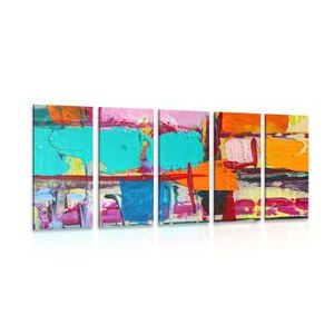 TABLEAU EN 5 PARTIES – ŒUVRE ARTISTIQUE DE DESIGN ABSTRAIT - PEINTURES ABSTRAITES - TABLEAUX