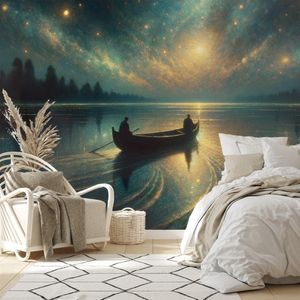 PAPIER PEINT – LAC NOCTURNE SOUS CIEL ÉTOILÉ - PAPIERS PEINTS DE LAC - PAPIERS PEINTS PANORAMIQUES