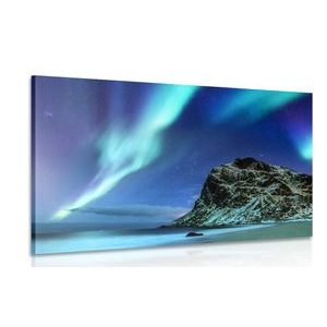 CANVAS PRINT NORTHERN LIGHTS IN NORWAY - PICTURES OF NATURE AND LANDSCAPE - PICTURES