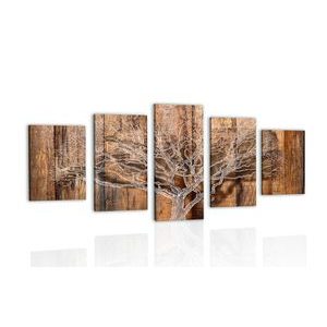 5-PIECE CANVAS PRINT TREE WITH THE IMITATION OF A WOODEN BASE - 5-PIECES - 🔥 TOTAL SALE 🔥