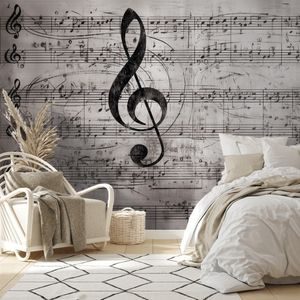 SELBSTKLEBENDE FOTOTAPETE MUSIKNOTEN AUF VINTAGE-HINTERGRUND - MUSIK FOTOTAPETEN - TAPETEN