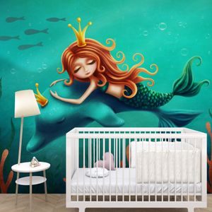 SELF ADHESIVE WALLPAPER MERMAID WITH A DOLPHIN - SELF-ADHESIVE WALLPAPERS - WALLPAPERS