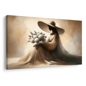 CANVAS SCHILDERIJ SILHOUET VAN VROUW MET BLOEMEN - SCHILDERIJEN - MEGA UITVERKOOP TOT 70% 🔥