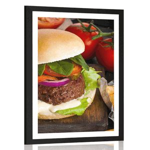 Plakat s paspartujem ameriški hamburger