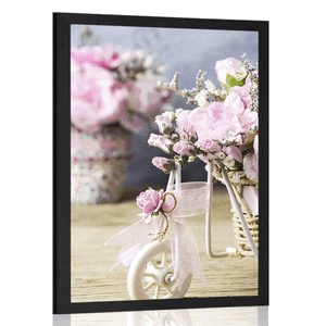 POSTER ROMANTISCHE ROSA NELKE MIT VINTAGE-TOUCH - VINTAGE UND RETRO - POSTER