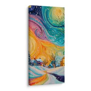 OBRAZ VÁNOČNÍ SVÍTÁNÍ NAD VESNICÍ - VÁNOČNÍ A ZIMNÍ OBRAZY - PICTURES