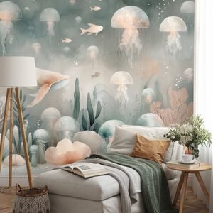 SAMOLEPÍCÍ TAPETA PODMOŘSKÝ SVĚT S MEDÚZAMI - CHILDRENS WALLPAPERS - WALLPAPERS