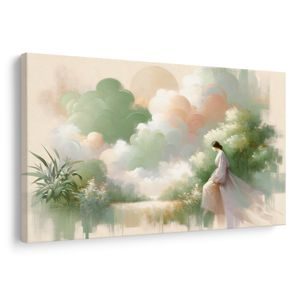 QUADRO SU TELA – DONNA IN PAESAGGIO ROMANTICO - OBRAZY ŽENY - STAMPE E QUADRI