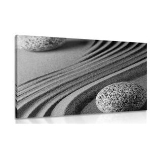 CANVAS PRINT YIN AND YANG PEBBLES IN BLACK AND WHITE - BLACK AND WHITE PICTURES - PICTURES