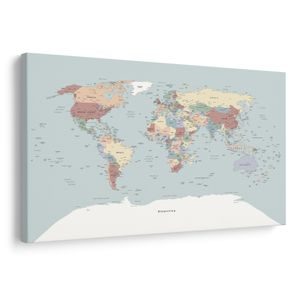 OBRAZ NA KORKU BAREVNÁ MAPA SVĚTA - OBRAZY NA KORKU - OBRAZY