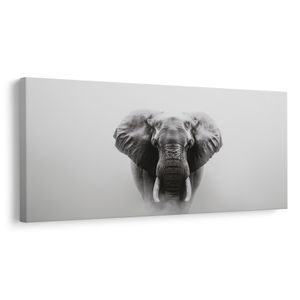 TABLEAU SUR TOILE – PORTRAIT D'ÉLÉPHANT EN NOIR ET BLANC - TABLEAUX ÉLÉPHANTS - TABLEAUX